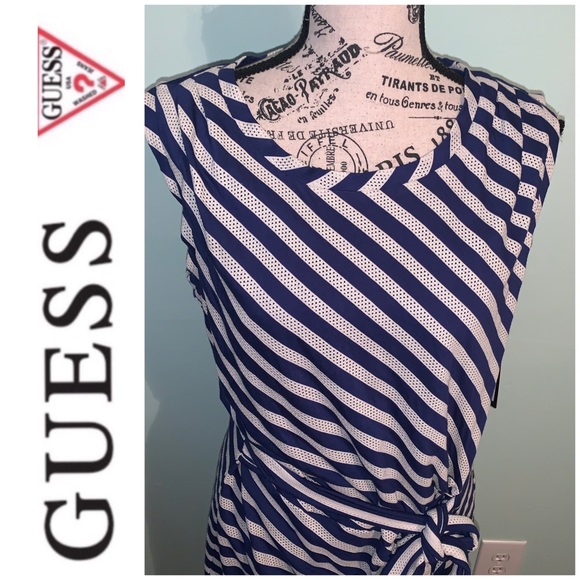 Guess Haley Dress Blue & Ivory Stripes NWT Size 12 - Picture 2 of 15